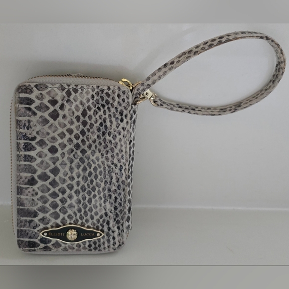 Elliott‎ Luca Leather Snakeskin Zip Wristlet Wallet Phone Holder - Picture 1 of 5